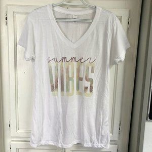 Womens Tultex V-Neck Summer Vibes XL Fitted V Neck Tshirt